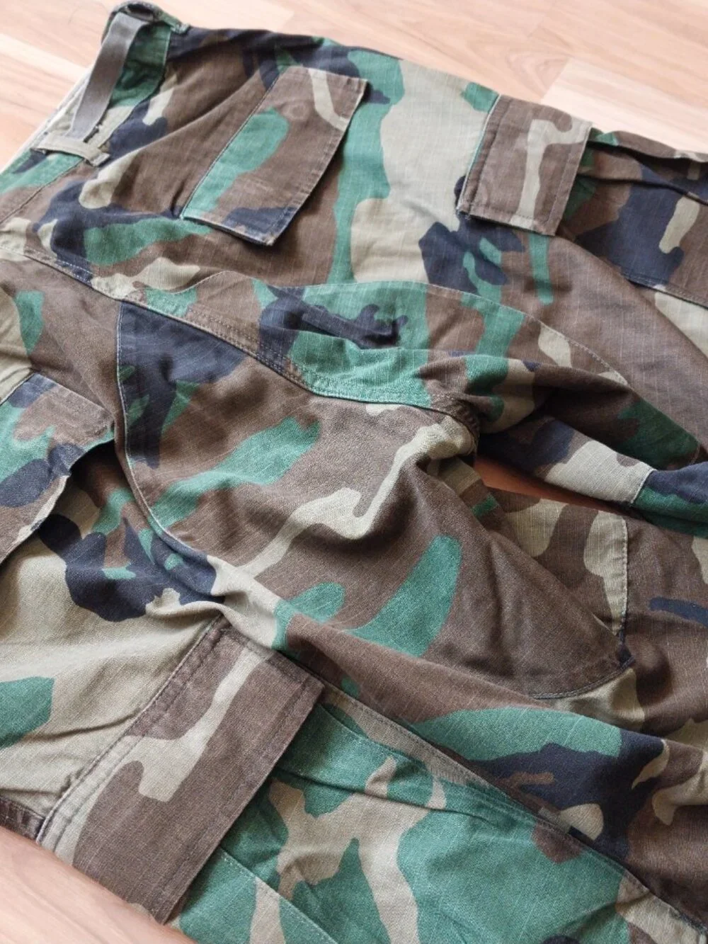US Military Woodland Camouflage BDU Trousers Hot Weather Ripstop Sz Medium Short